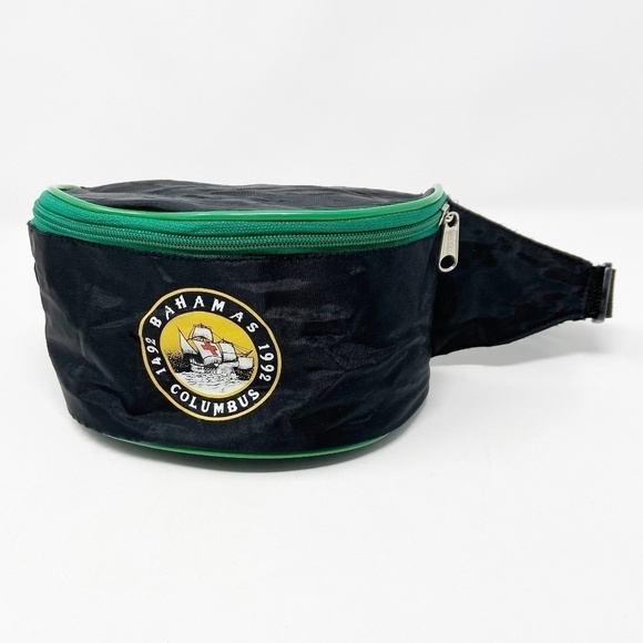 VINTAGE | Black Graphic Crossbody Pack Green - Picture 1 of 15